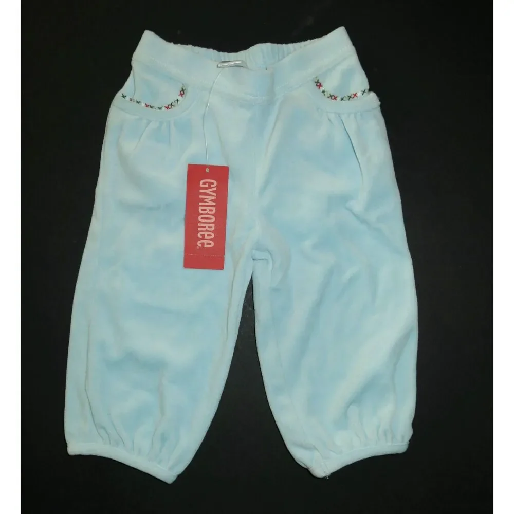 NEW Gymboree girls 12-18 Pants Mountain Cabin blue velour joggers Aqua pull on